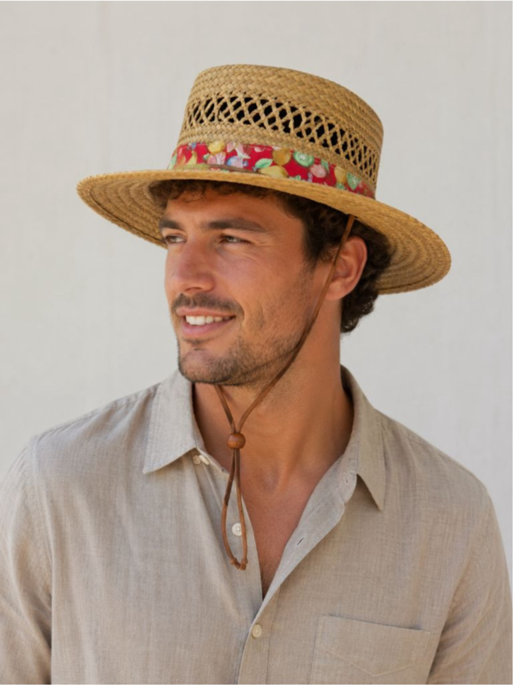 Men's Unbranded Straw Hat One Size Beige with Red Fruit Band